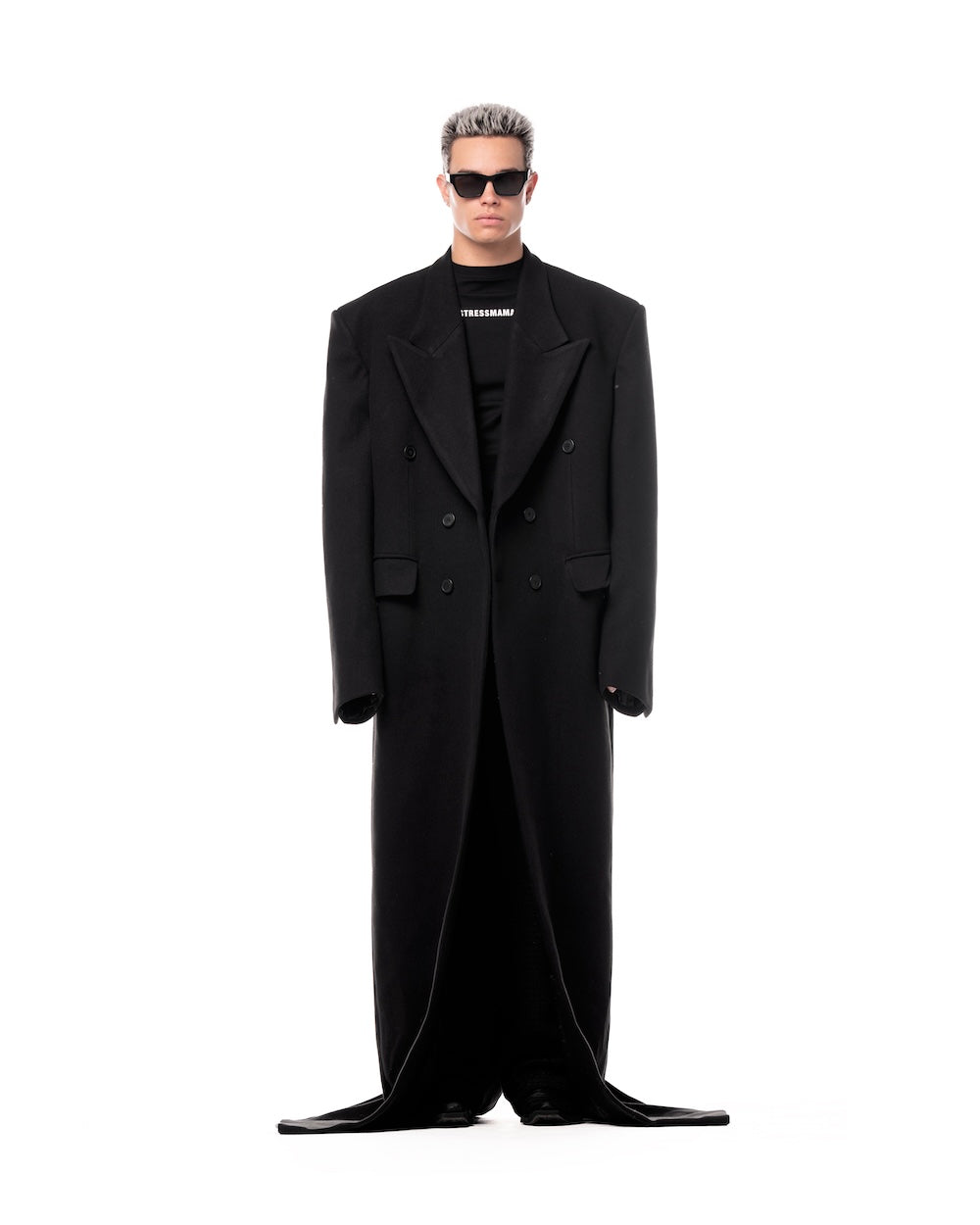 MAMAFIA FELT TRENCH COAT - BLACK