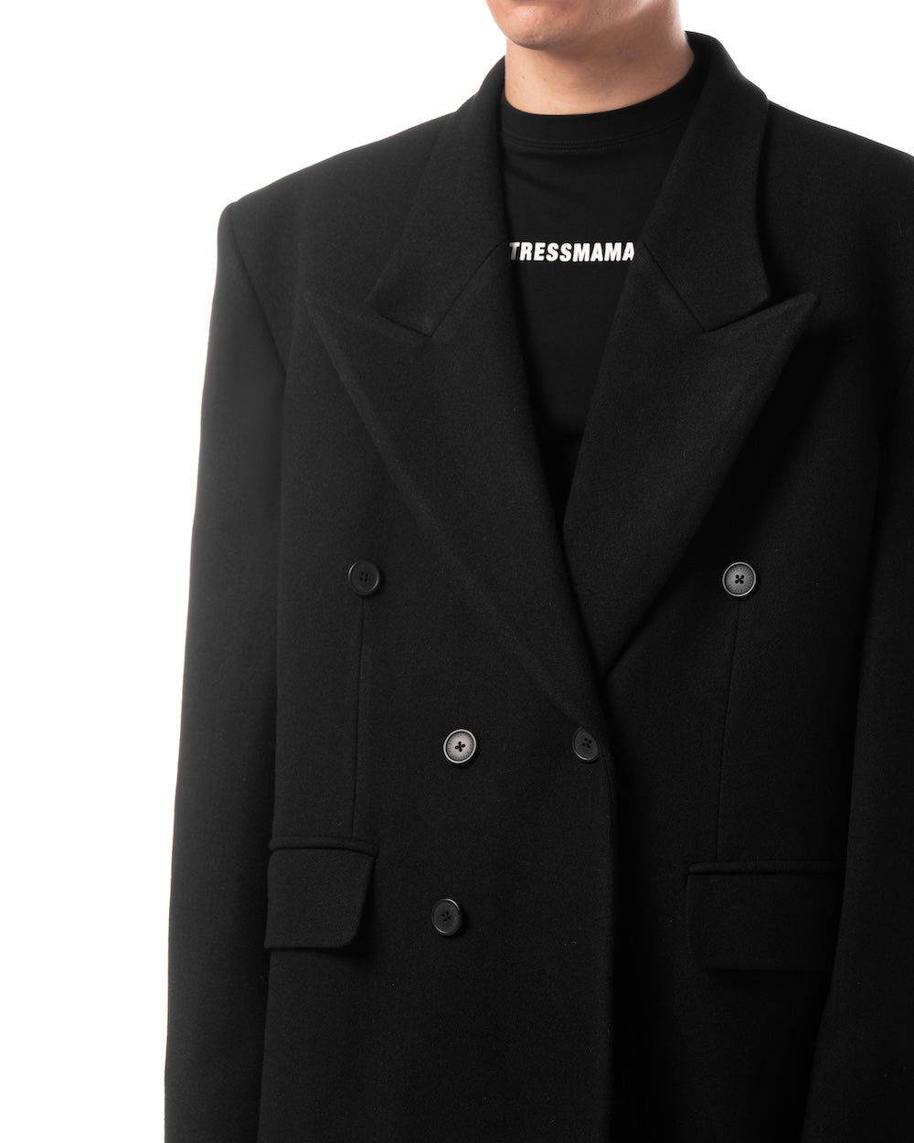MAMAFIA FELT TRENCH COAT - BLACK