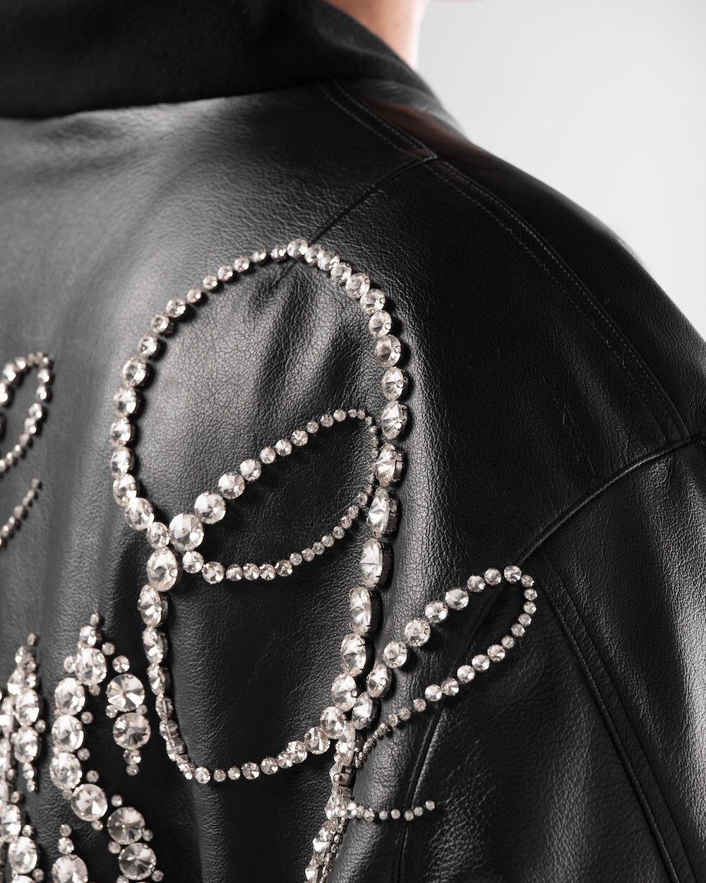 MAMAFIA EMBELLISHED LEATHER JACKET - BLACK