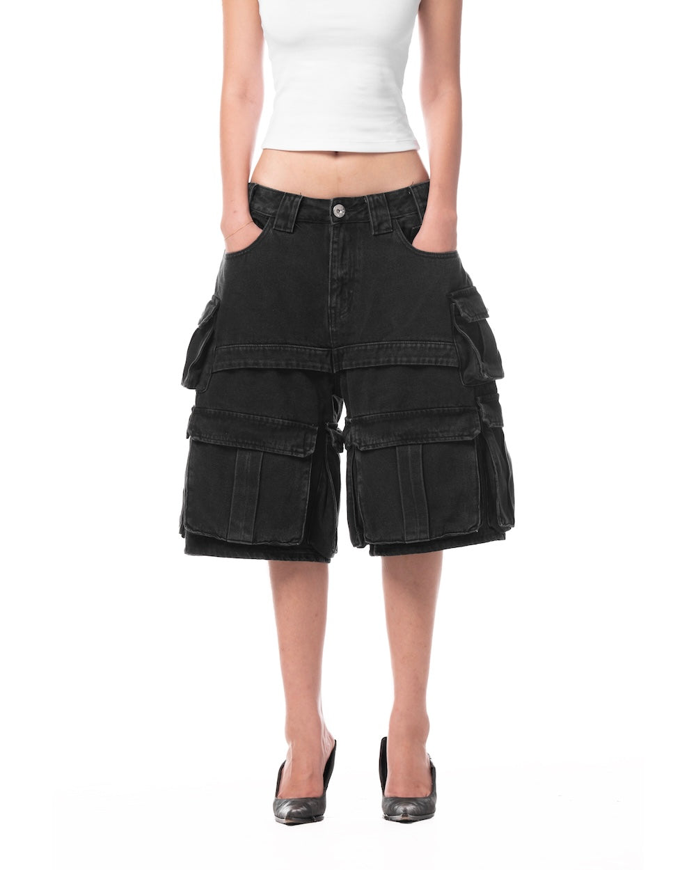 MAMAFIA UTILITY SHORTS - BLACK