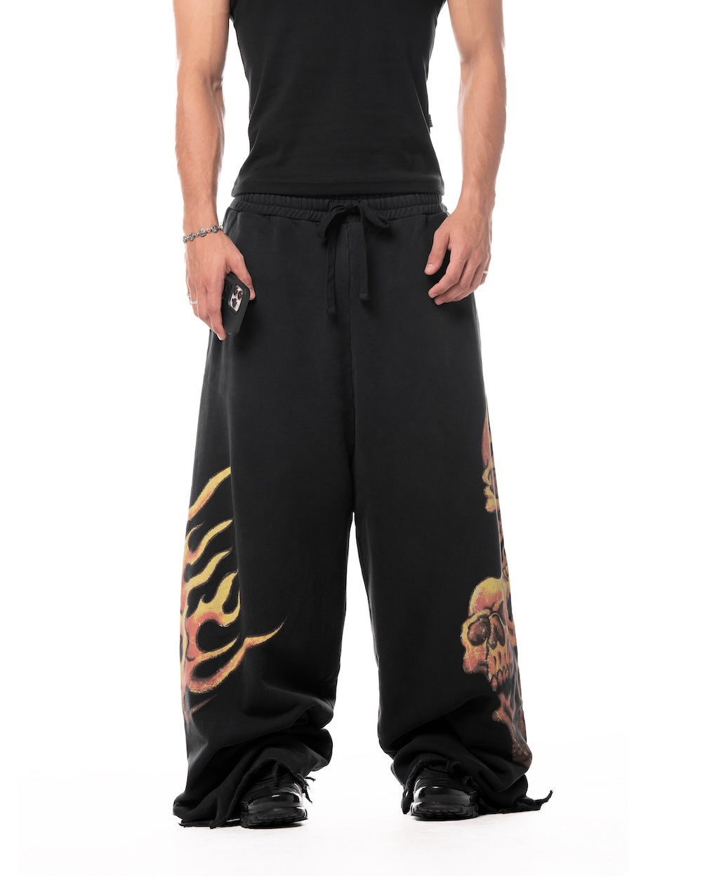 SSMA SKULL SWEAT PANTS - BLACK