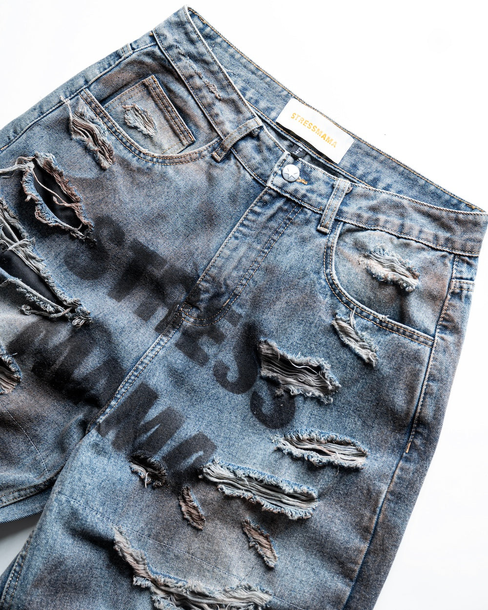 HOLIDAY24 DESTROYED JEANS - BLUE – STRESSMAMA
