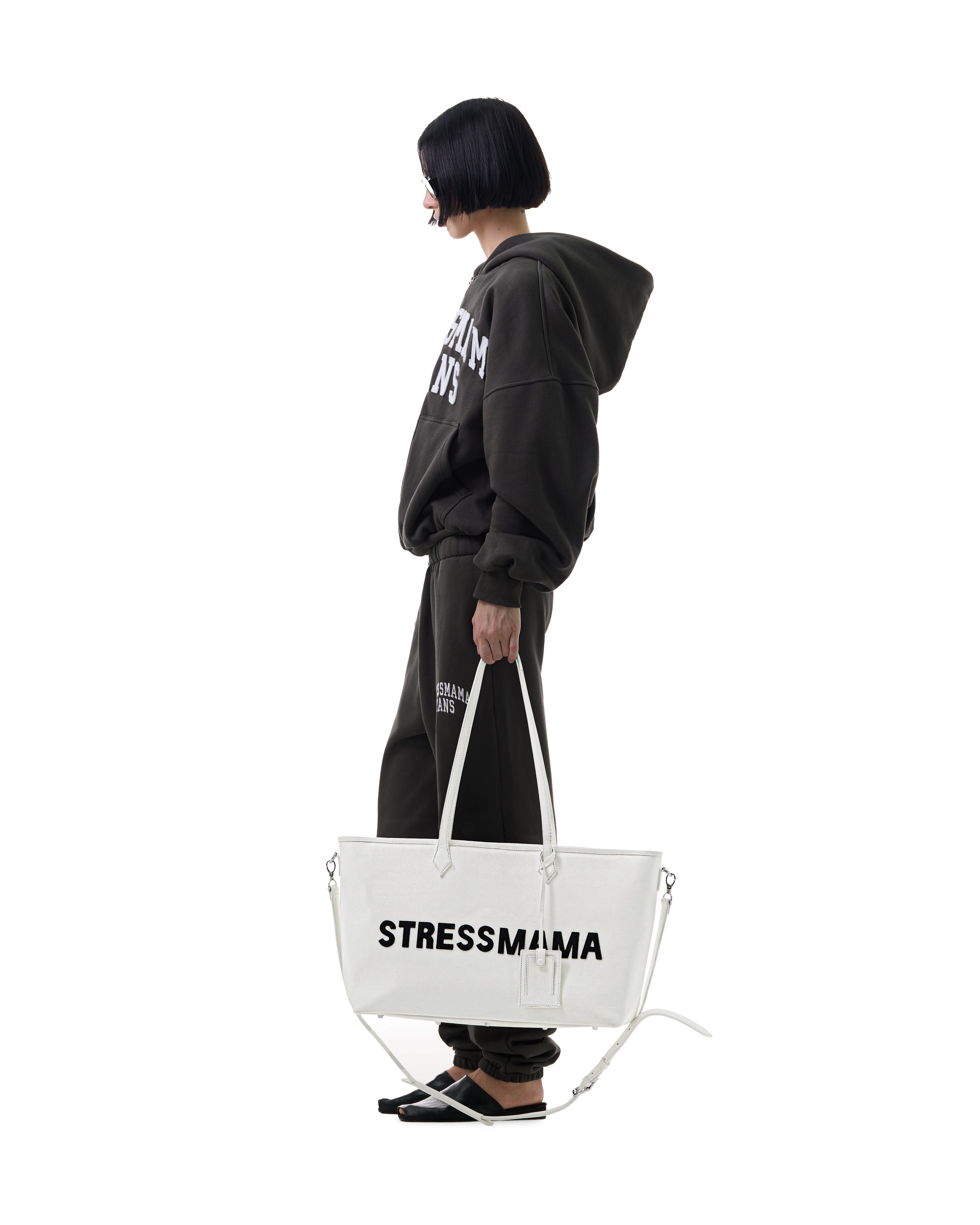 FW25 SIGNATURE LEATHER TOTE BAG - WHITE