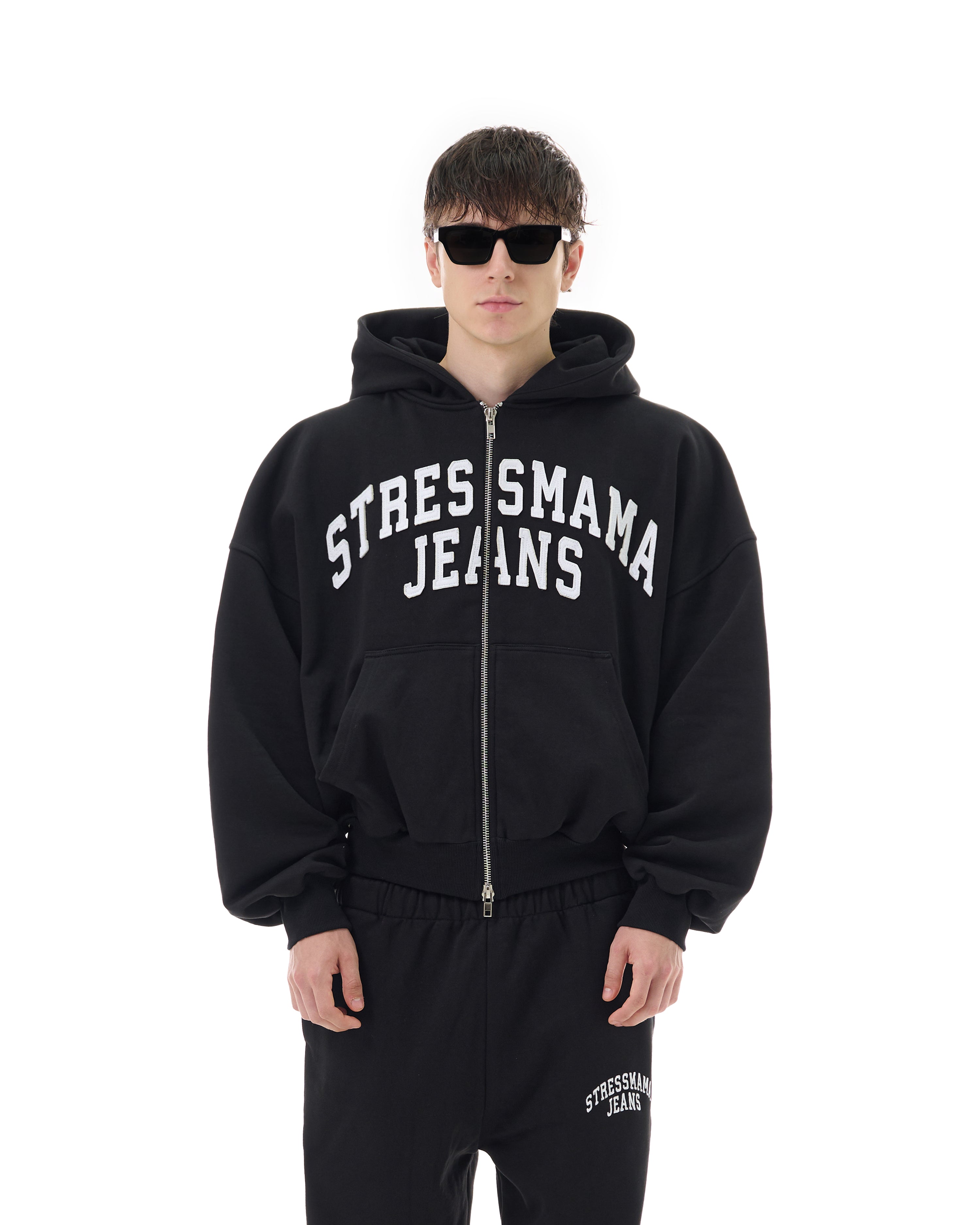 FW25 SSMA JEANS ZIP HOODIE - BLACK