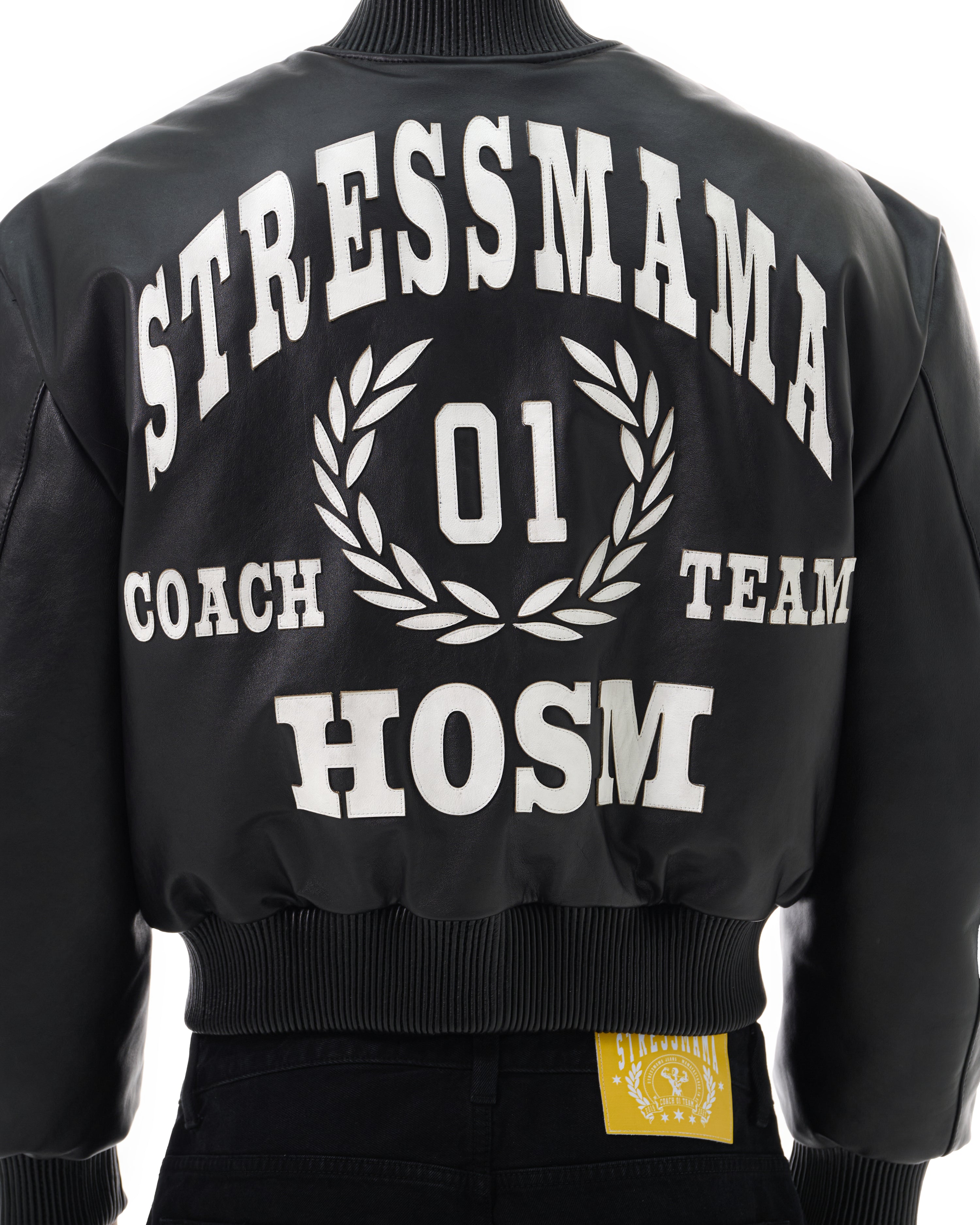 FW25 LEATHER BOMBER JACKET - BLACK