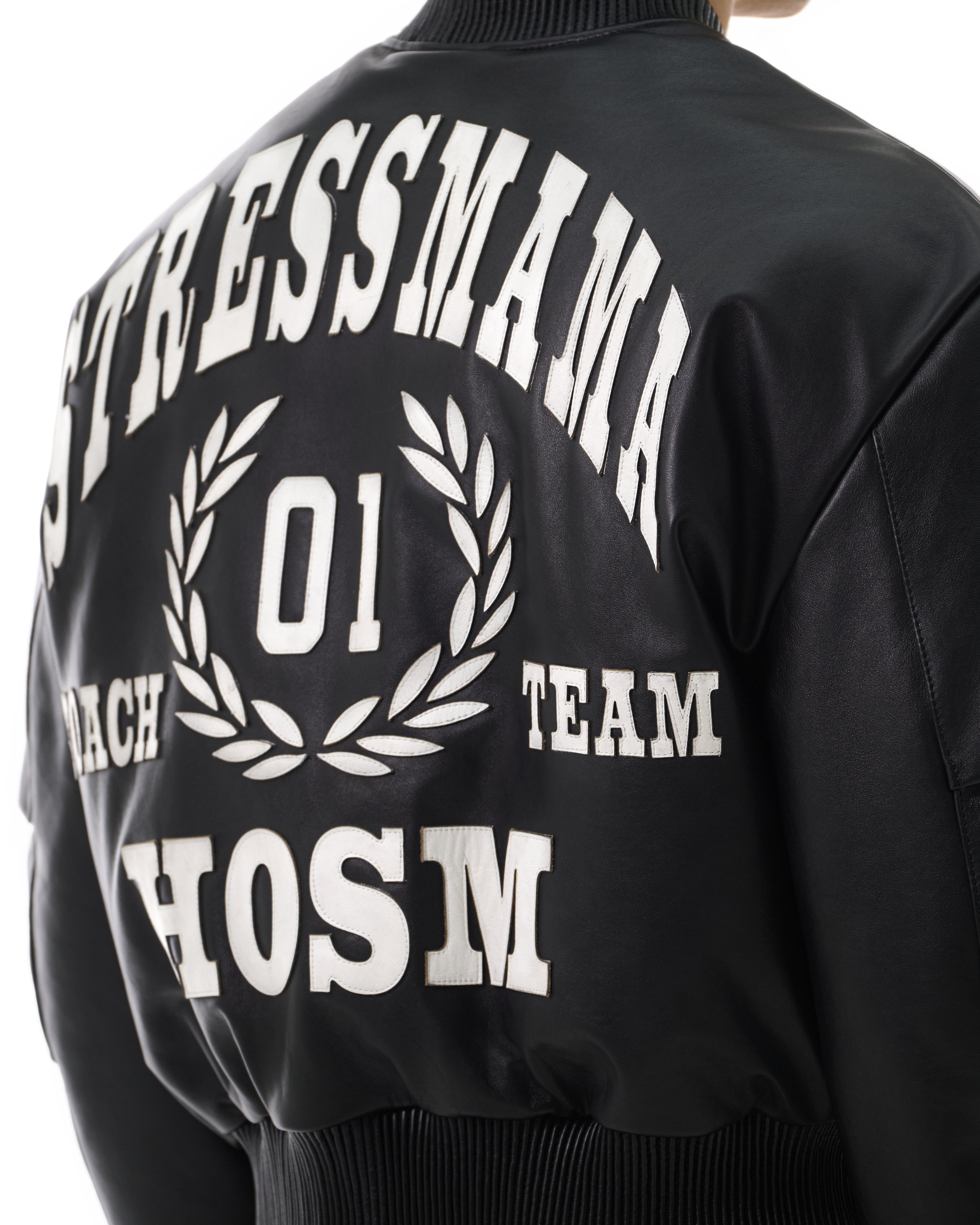 FW25 LEATHER BOMBER JACKET - BLACK