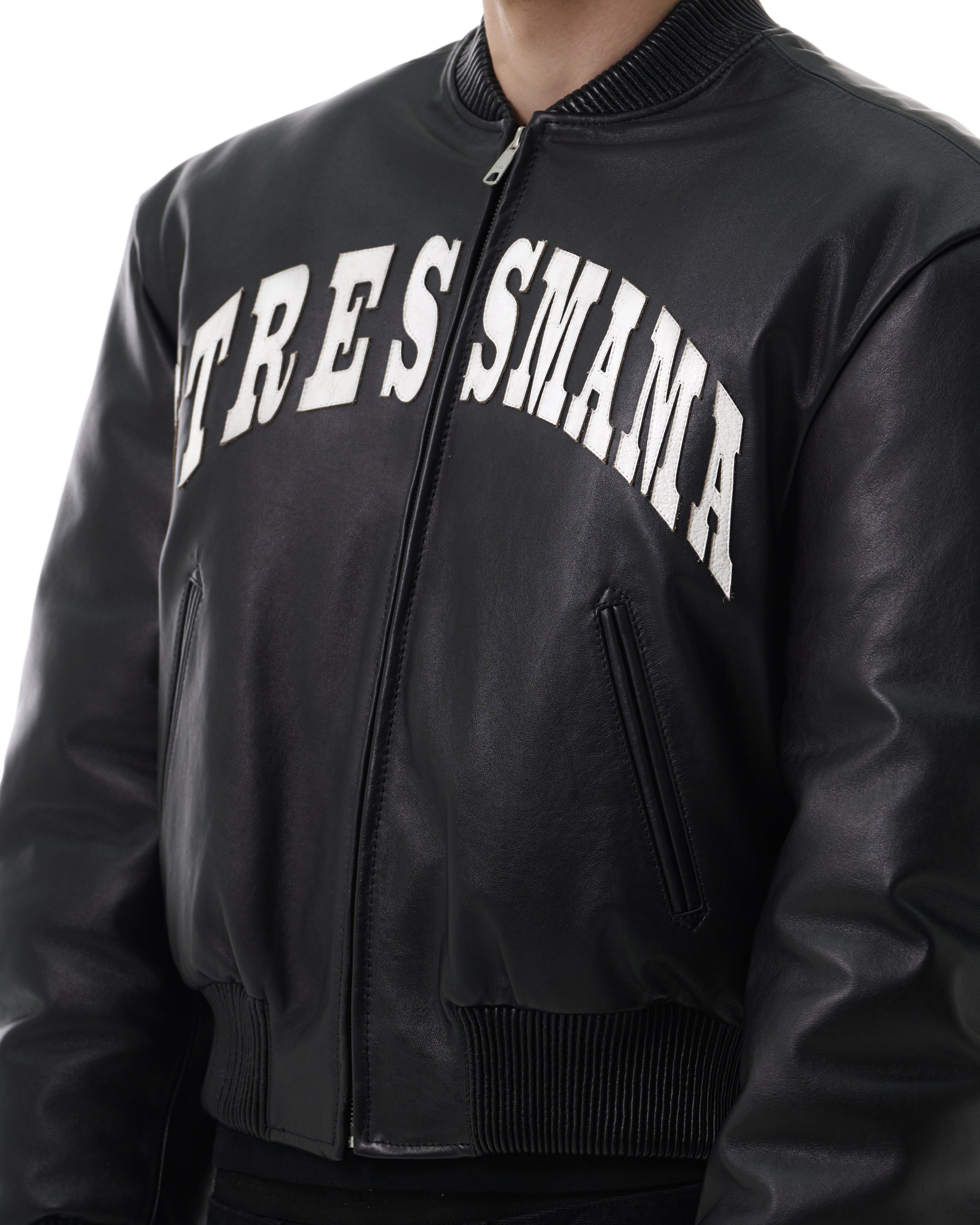 FW25 LEATHER BOMBER JACKET - BLACK