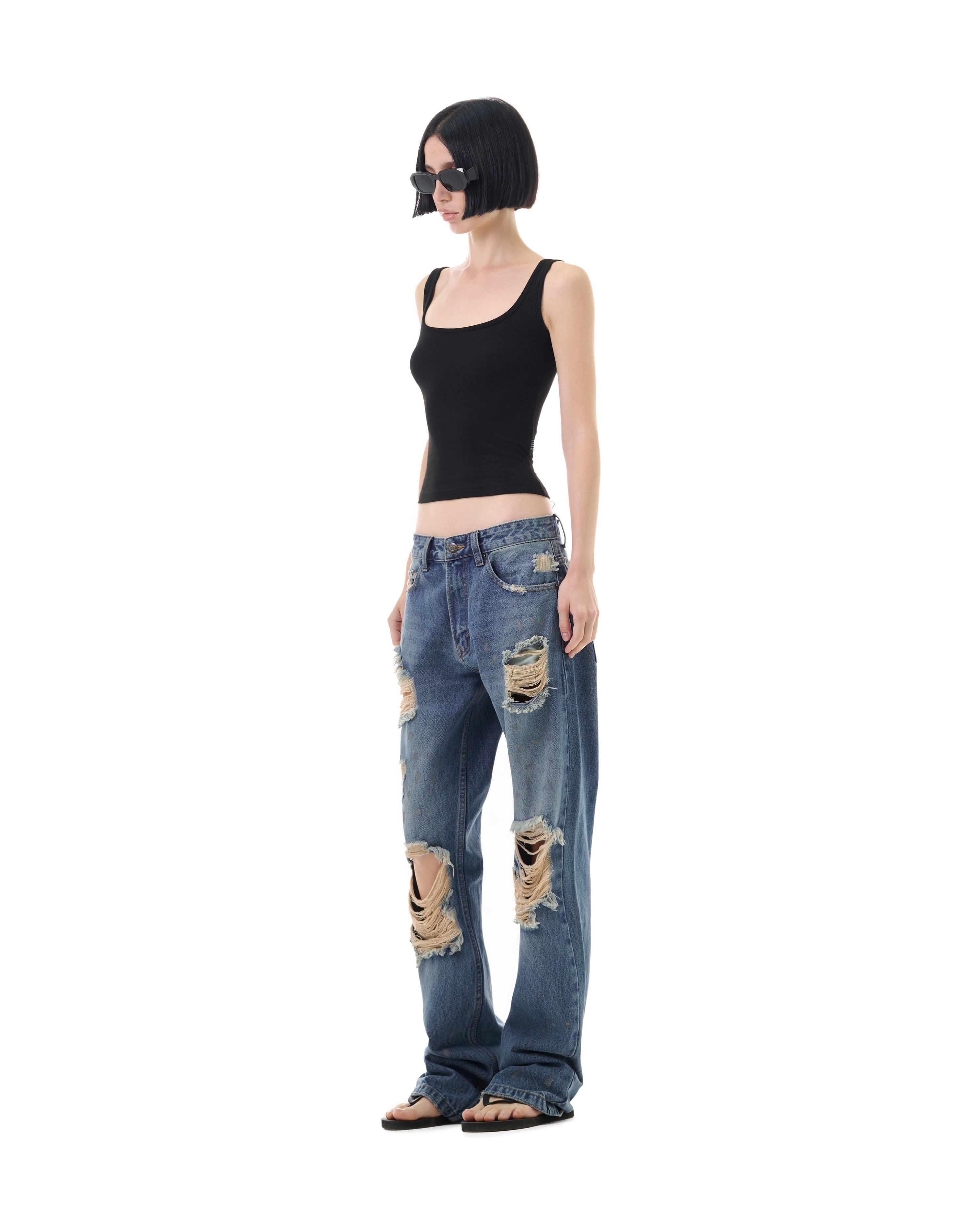 FW25 SHREDDED JEANS - BLUE