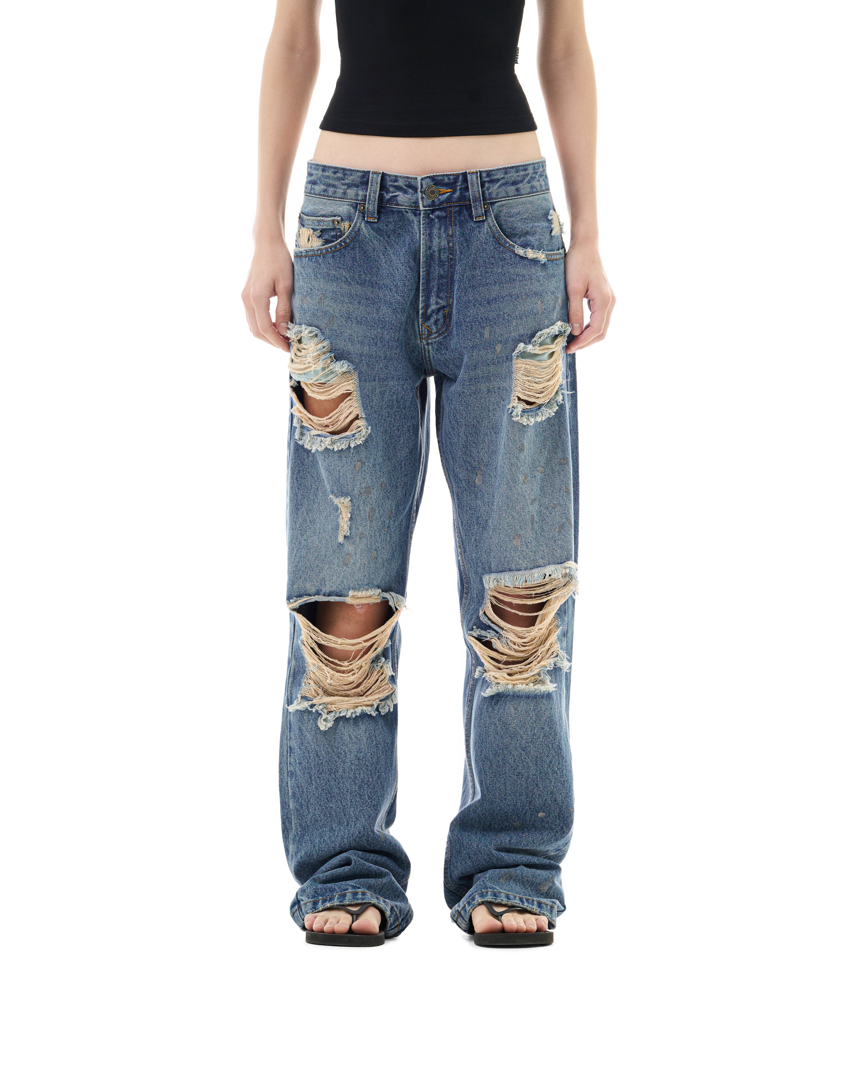 FW25 SHREDDED JEANS - BLUE