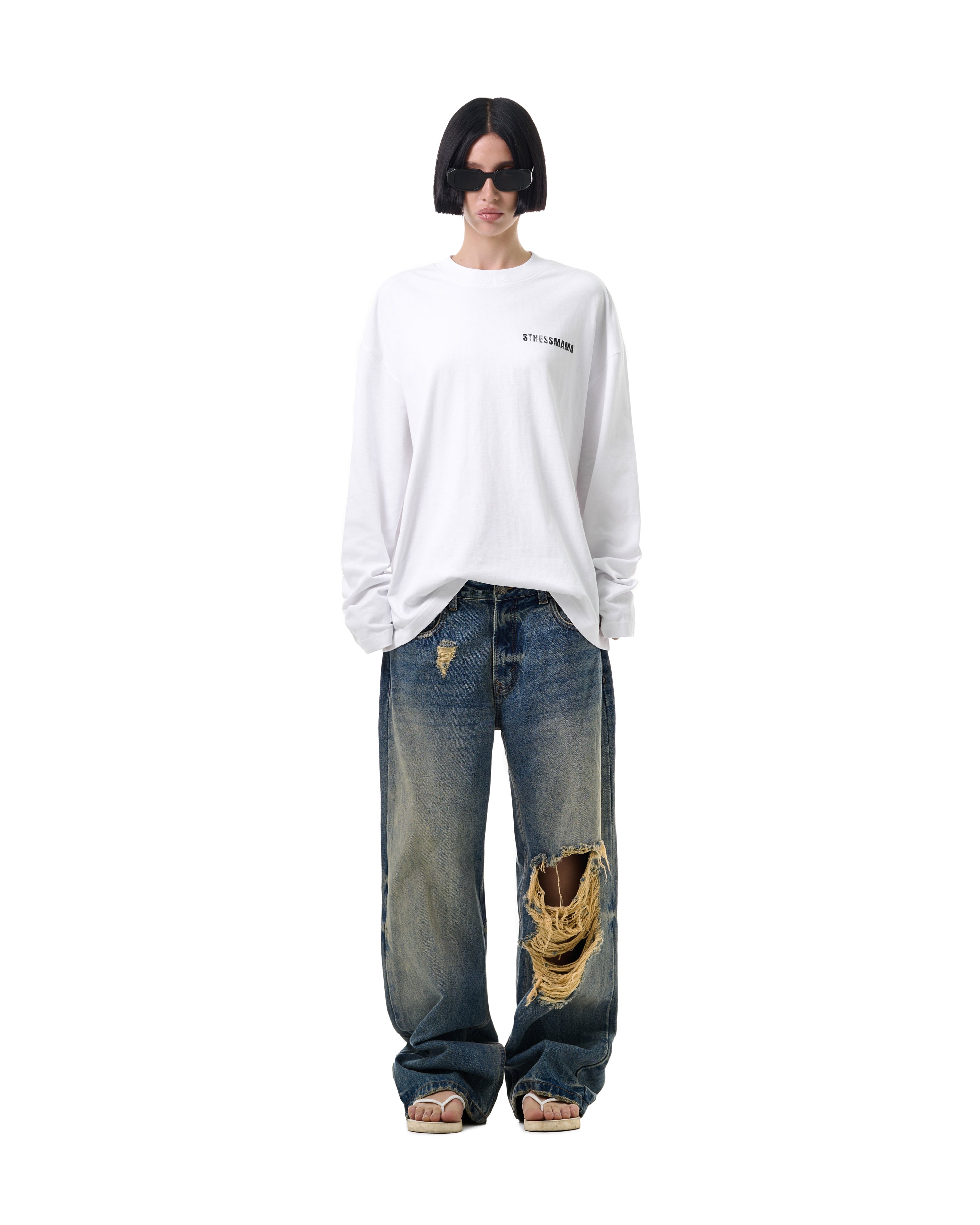 FW25 RIPPED BAGGY JEANS - BLUE