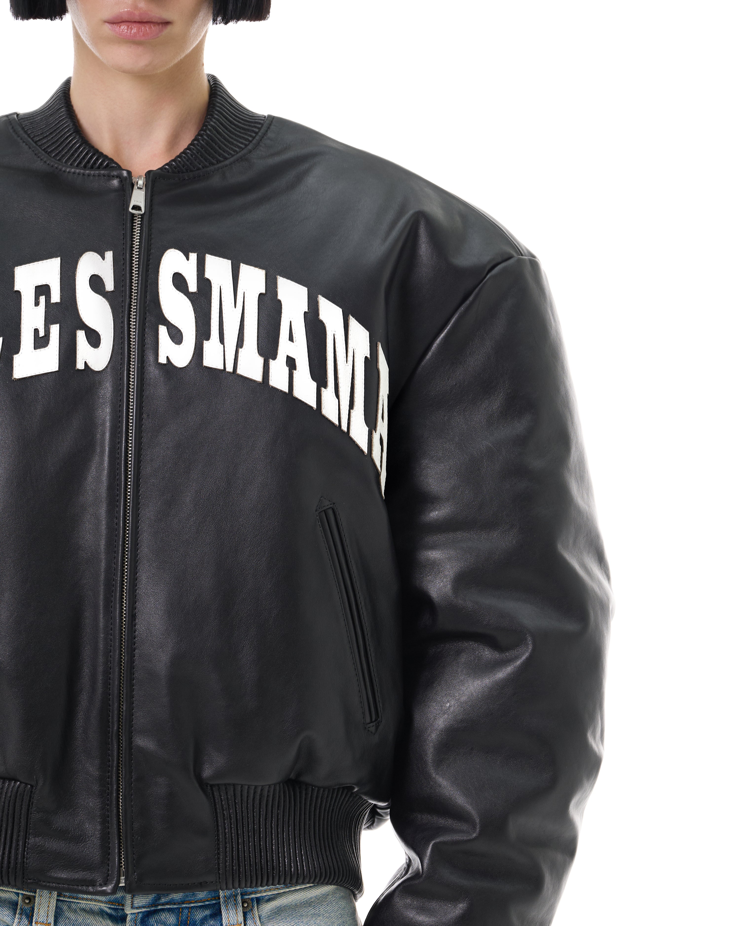 FW25 LEATHER BOMBER JACKET - BLACK