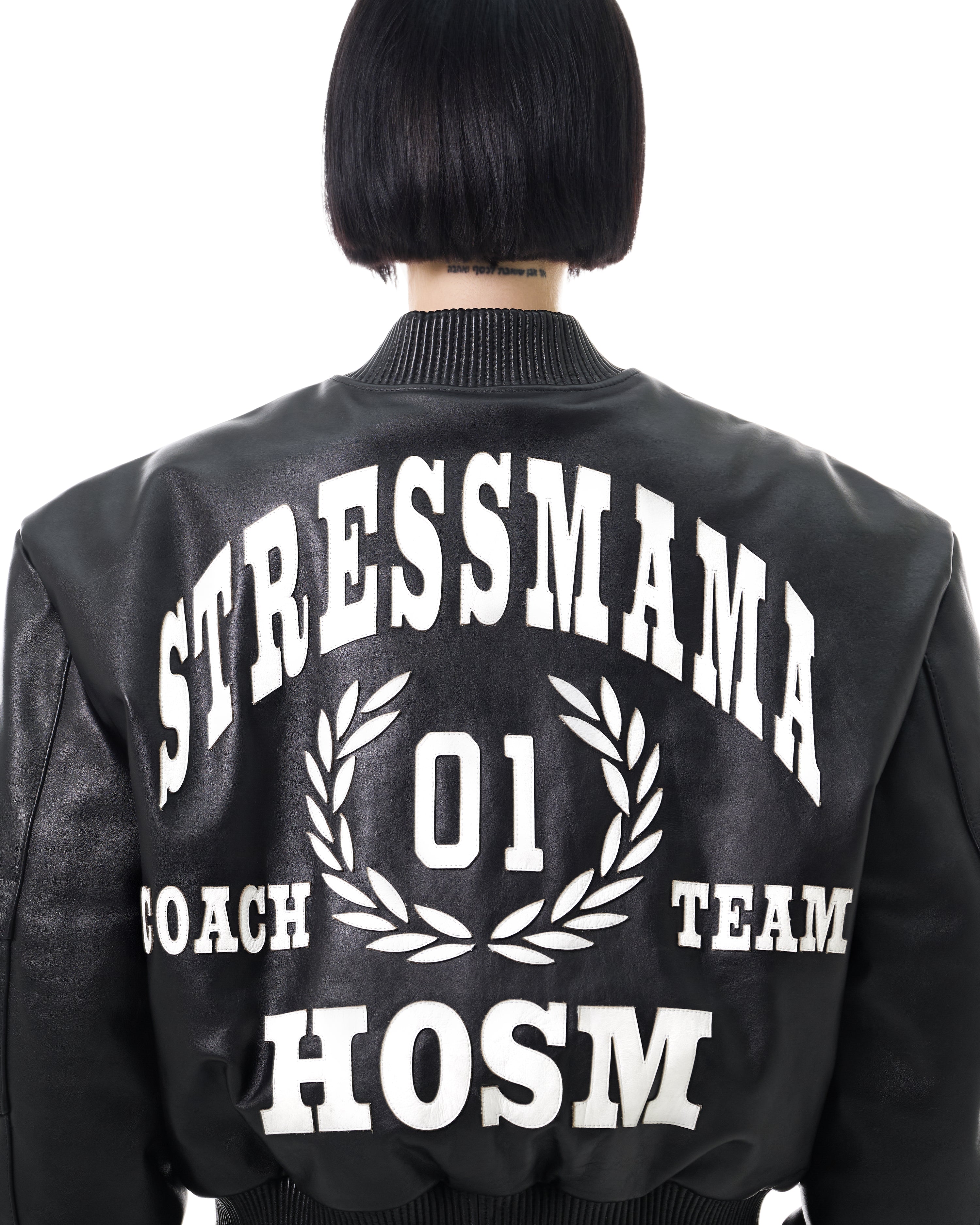 FW25 LEATHER BOMBER JACKET - BLACK