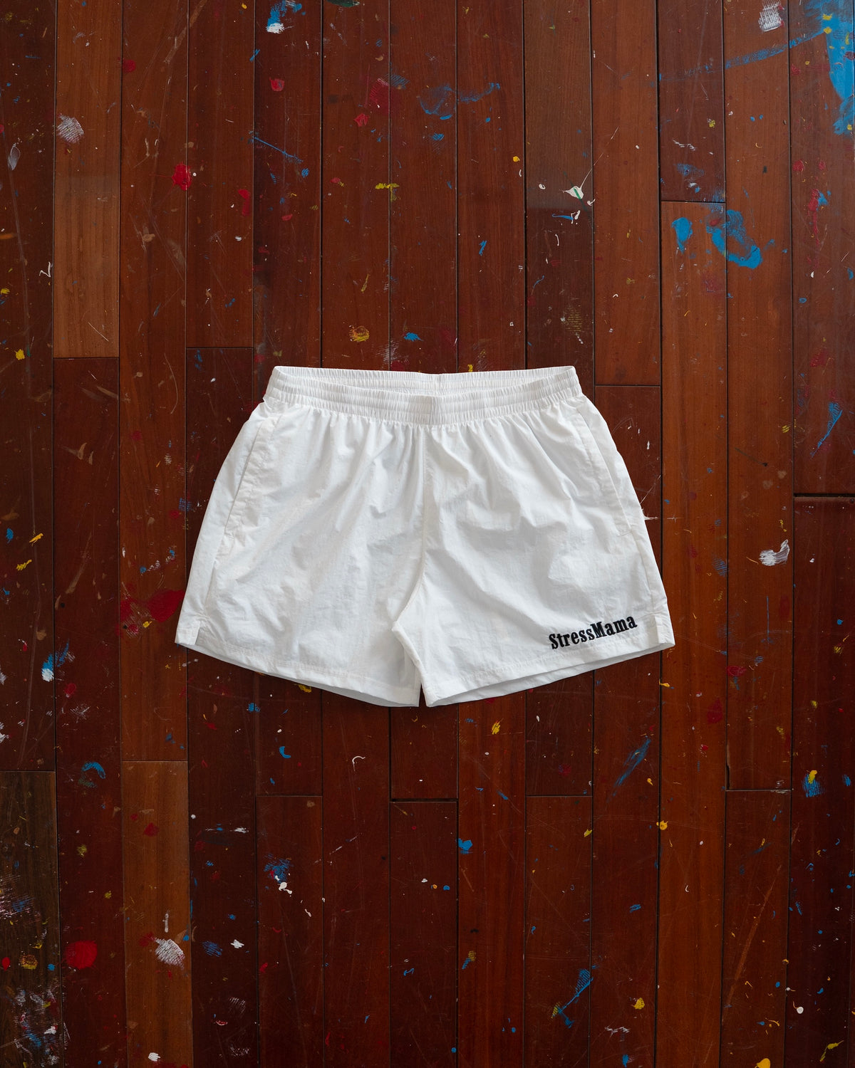 STRESSMAMA FLOATING TRACK SHORTS - WHITE
