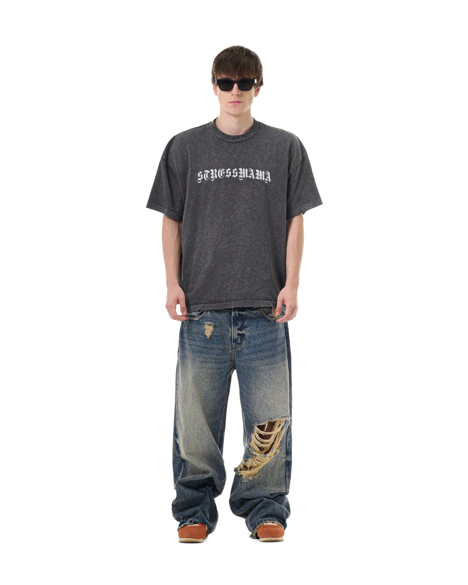 FW25 RIPPED BAGGY JEANS - BLUE