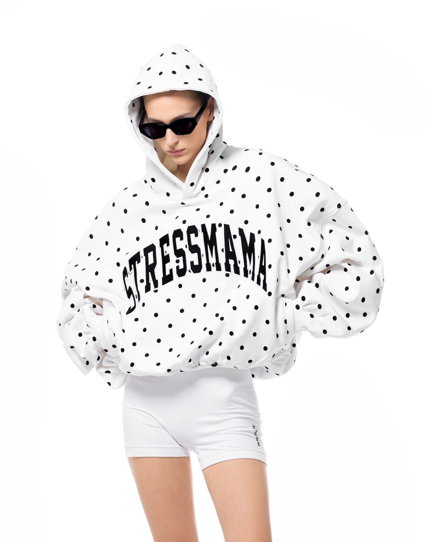 SSMA POLKA DOT HOODIE - WHITE