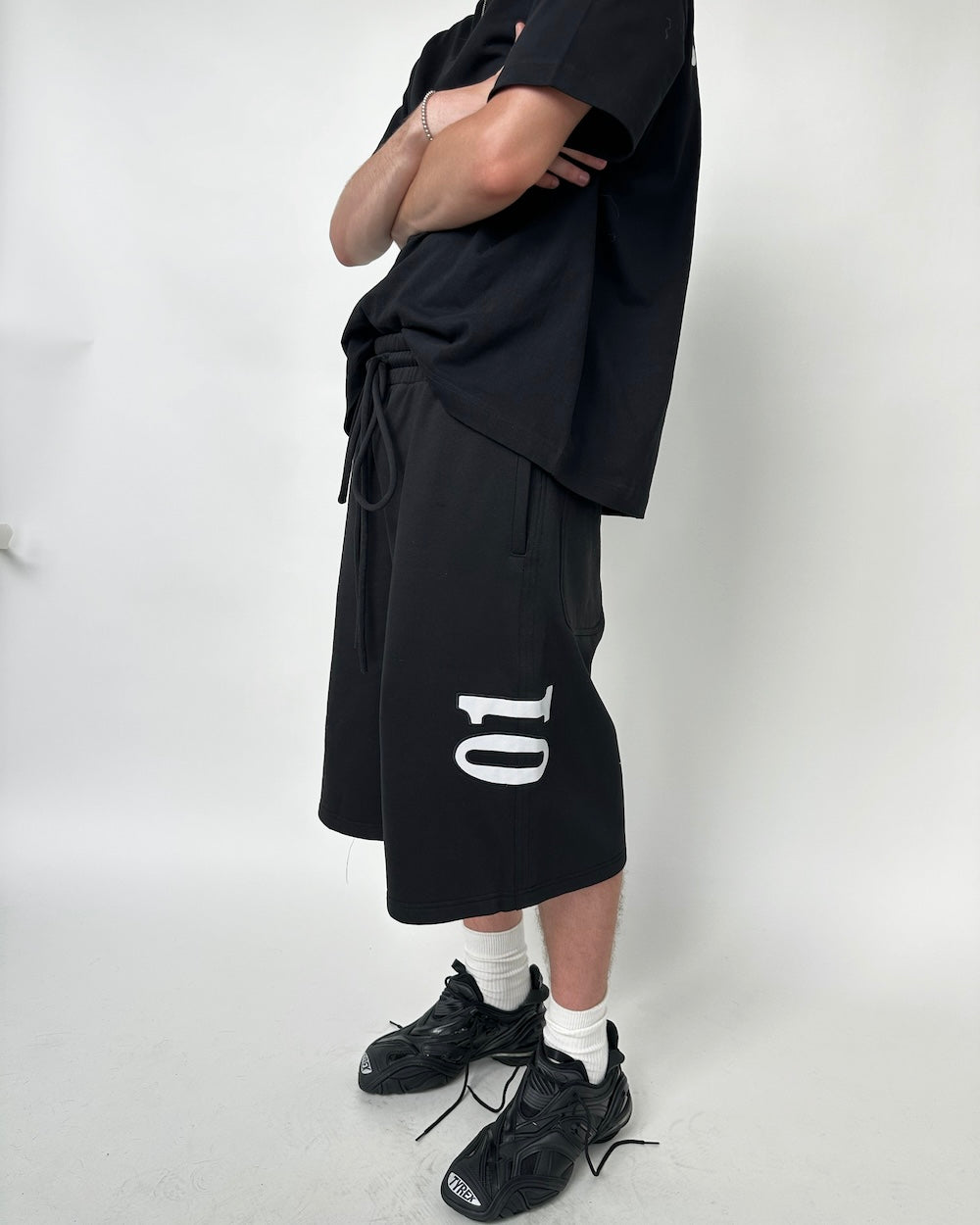 SSMA 01 SWEAT JORTS - BLACK