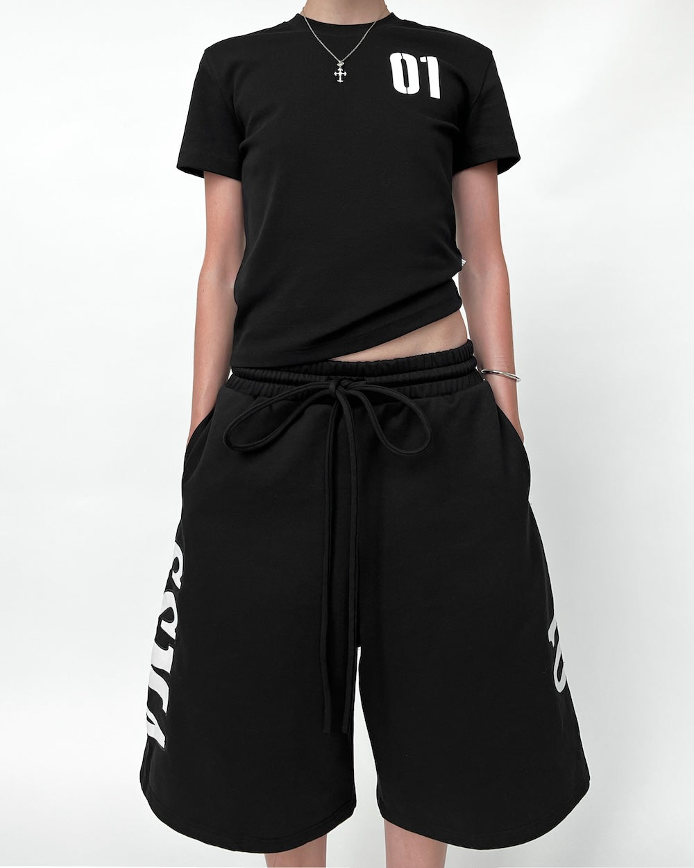 SSMA 01 SWEAT JORTS - BLACK