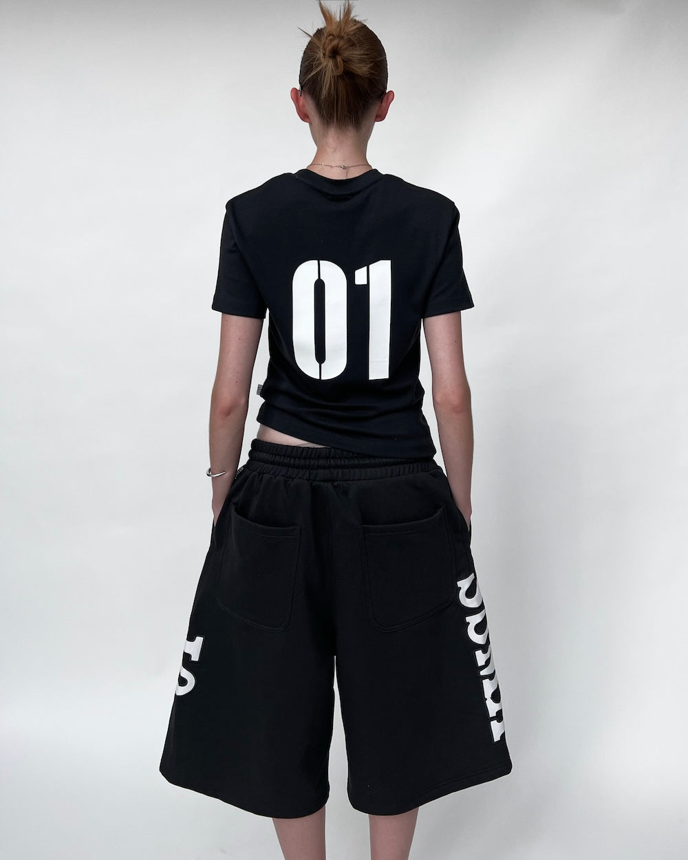 SSMA 01 SWEAT JORTS - BLACK