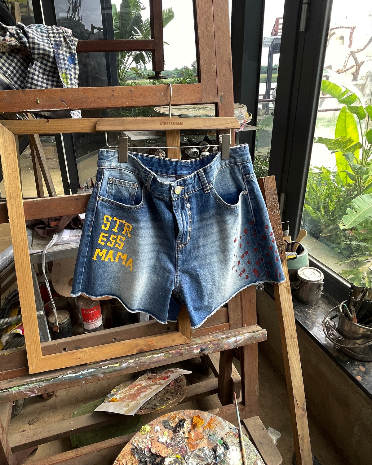SSMA PAINT DENIM SHORTS - BLUE