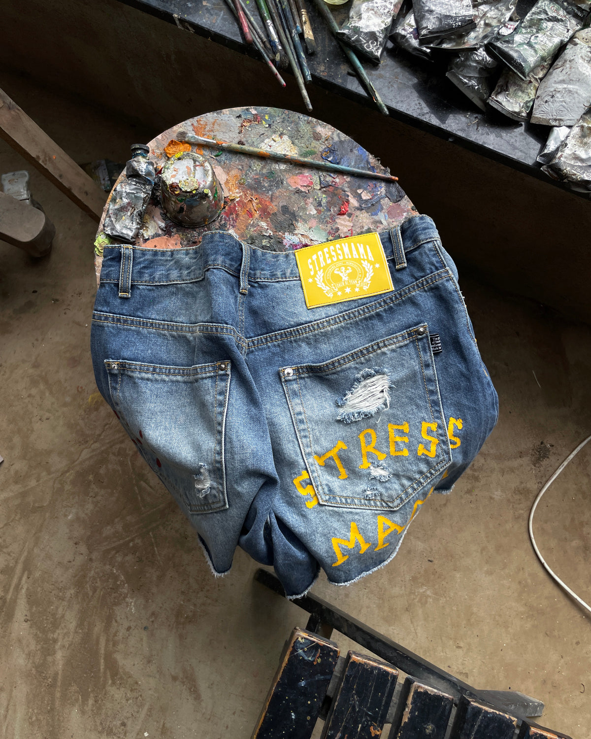 SSMA PAINT DENIM SHORTS - BLUE