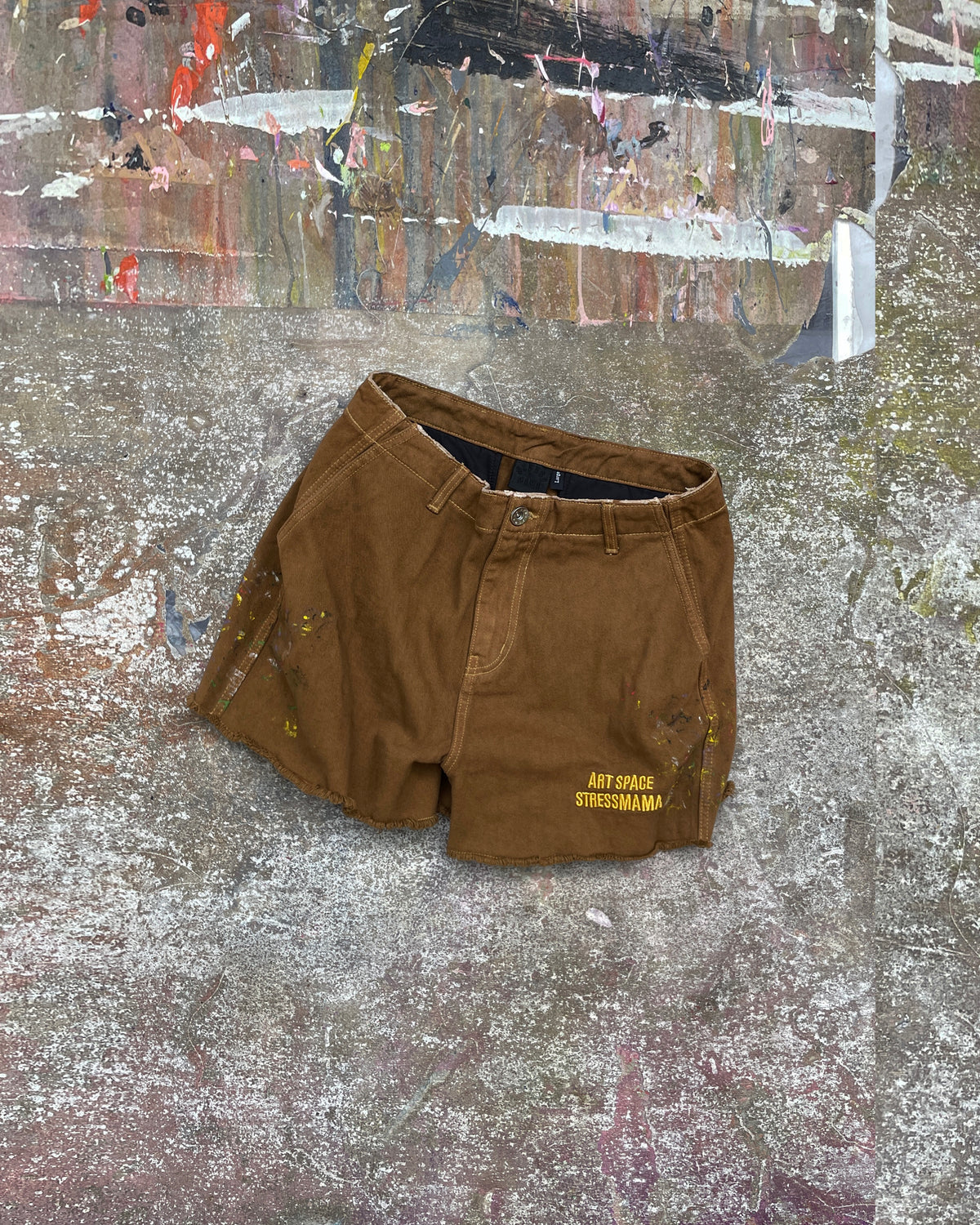 SSMA SPLATTER KHAKI SHORTS - BROWN