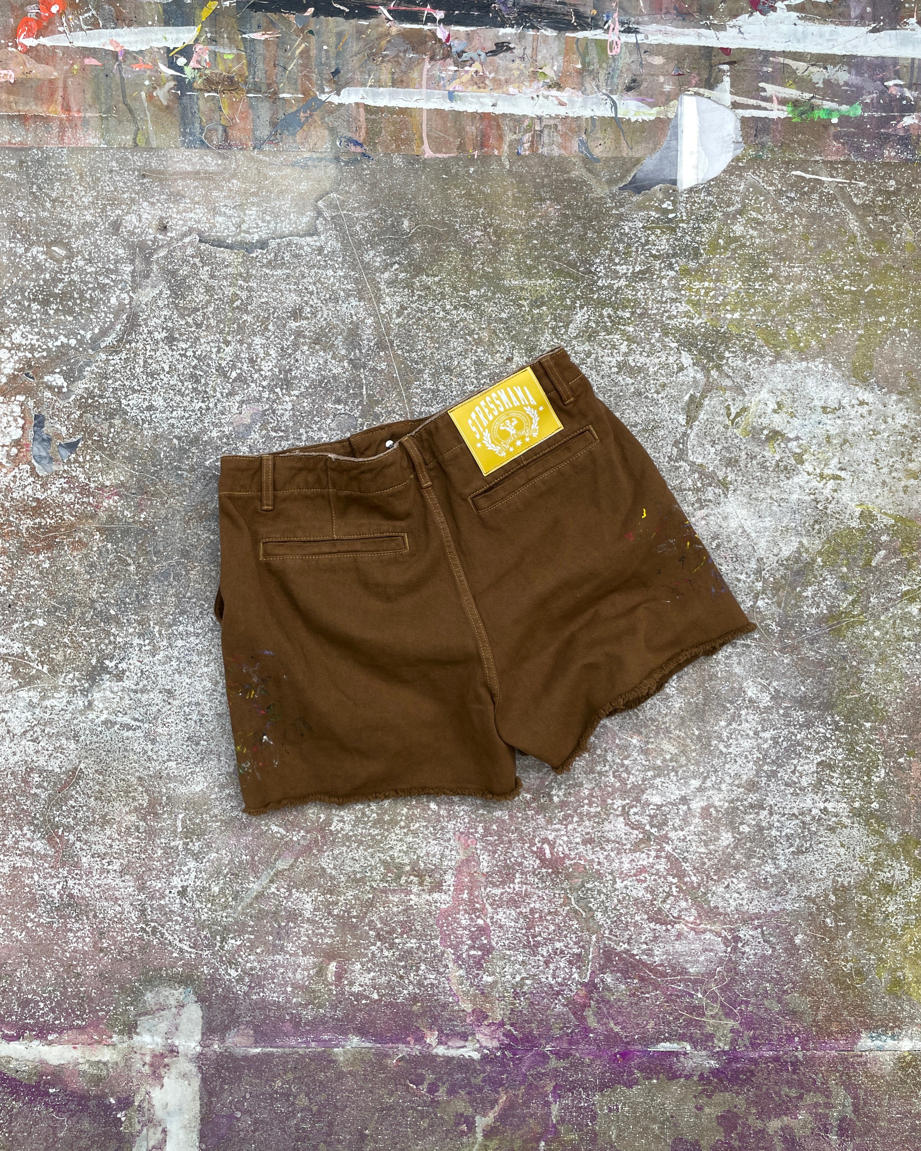 SSMA SPLATTER KHAKI SHORTS - BROWN