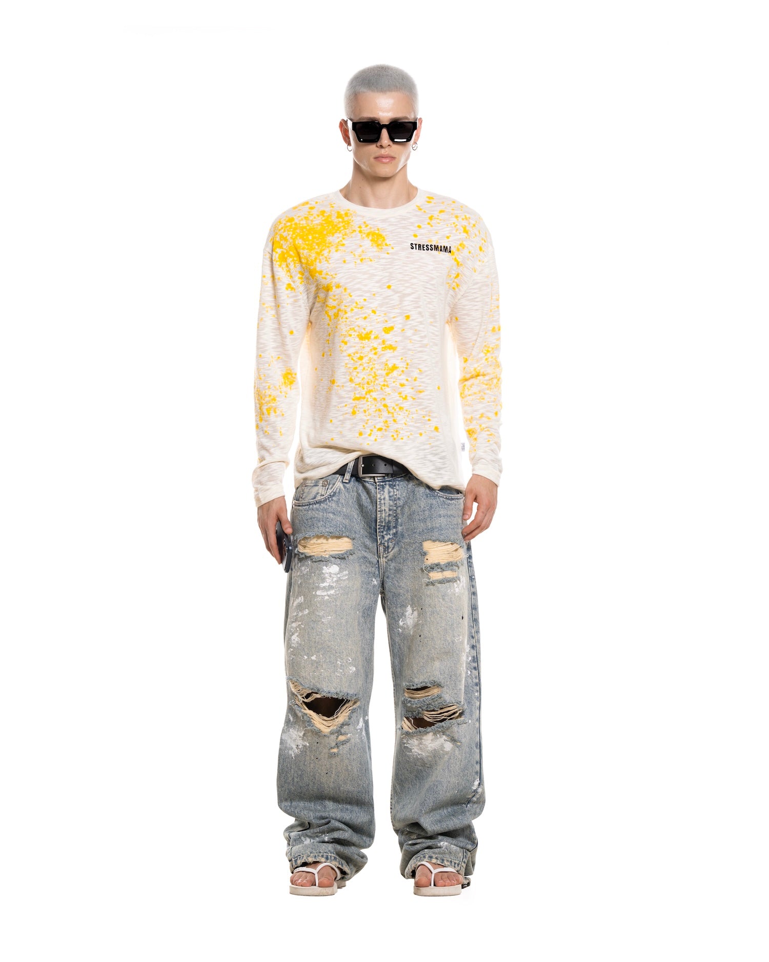 SUMMER26 SSMA SPLATTER LONGSLEEVE - CREAM