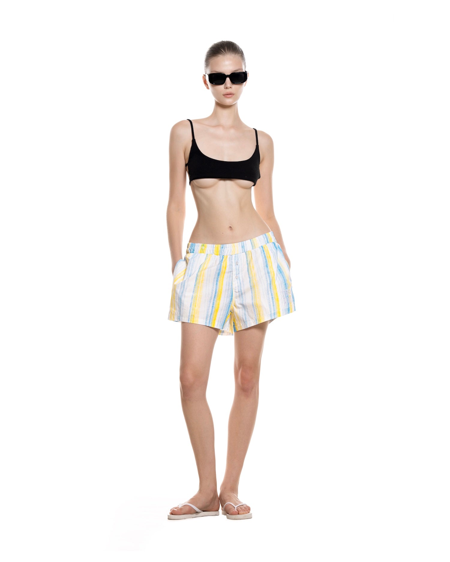 SUMMER26 PAJAMA SHORTS - STRIPED BLUE