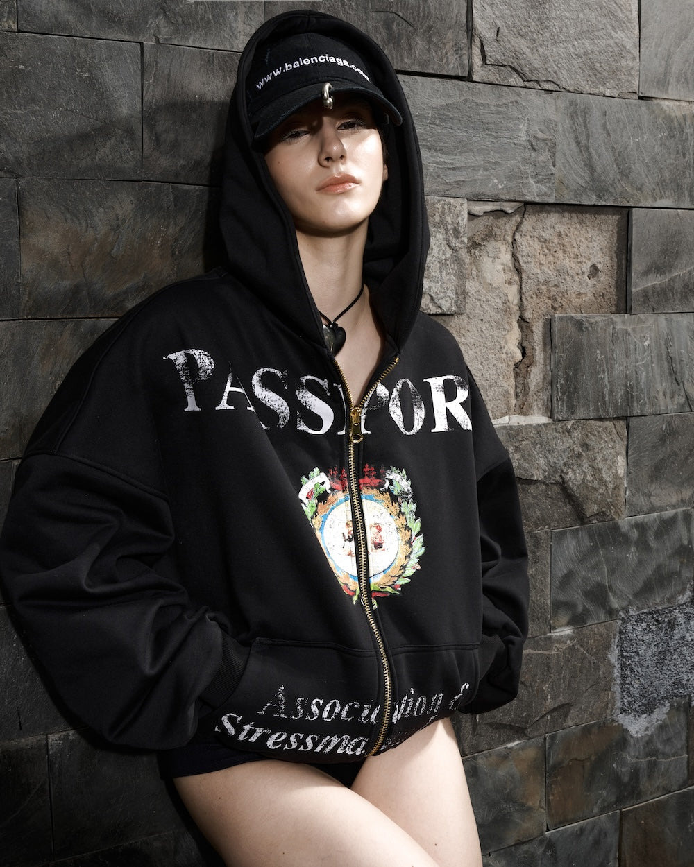 FW24 PASSPORT ZIP HOODIE - BLACK