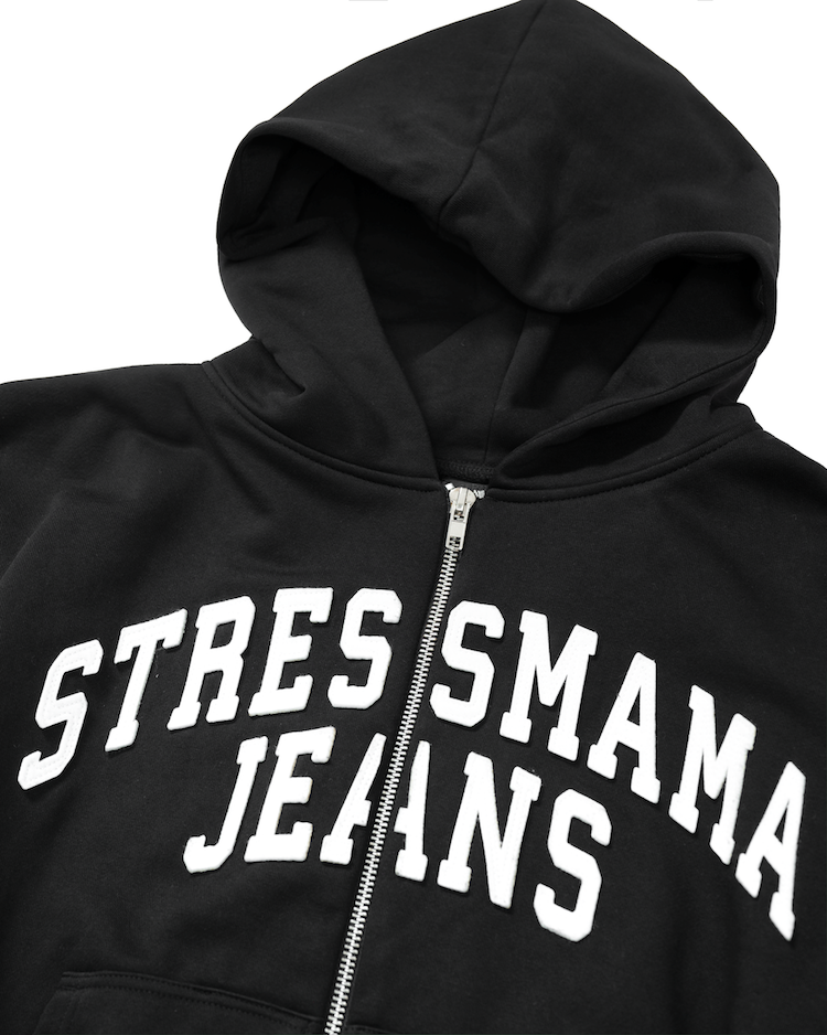 FW25 SSMA JEANS ZIP HOODIE - BLACK