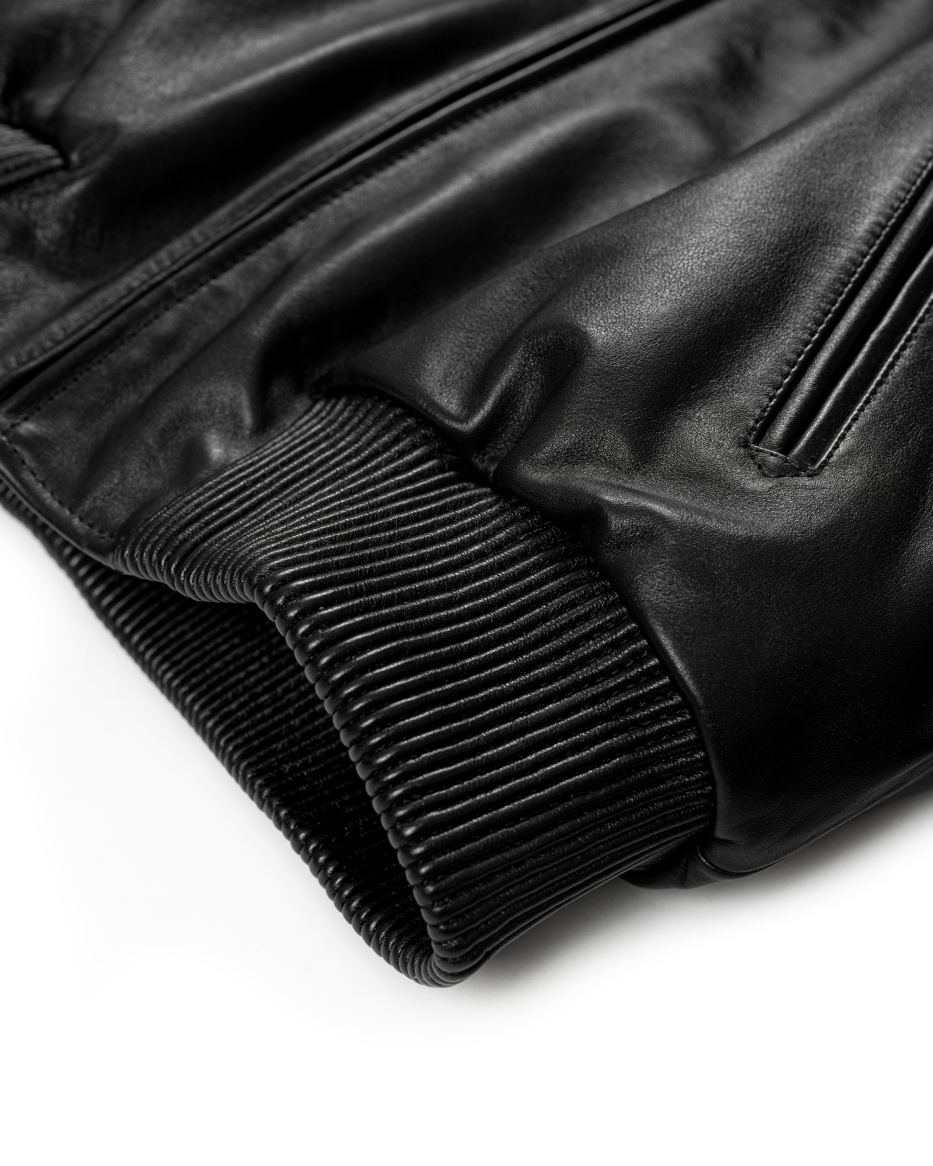 FW25 LEATHER BOMBER JACKET - BLACK