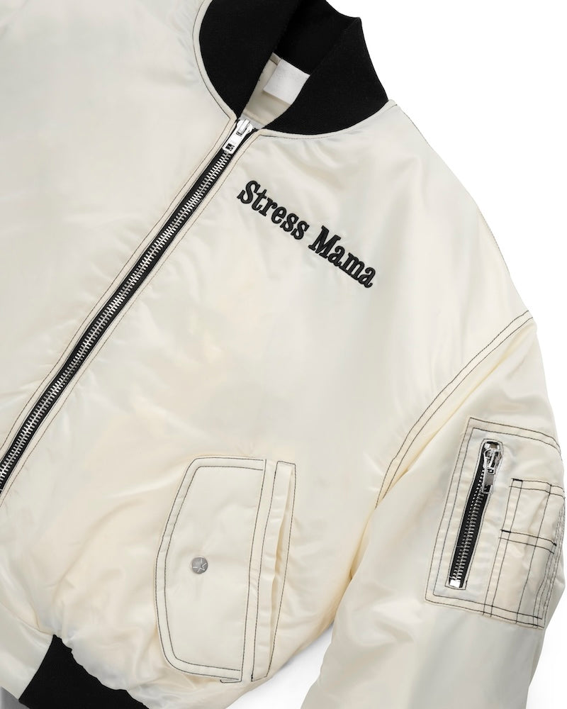 FW24 TBK BOMBER JACKET - WHITE – STRESSMAMA