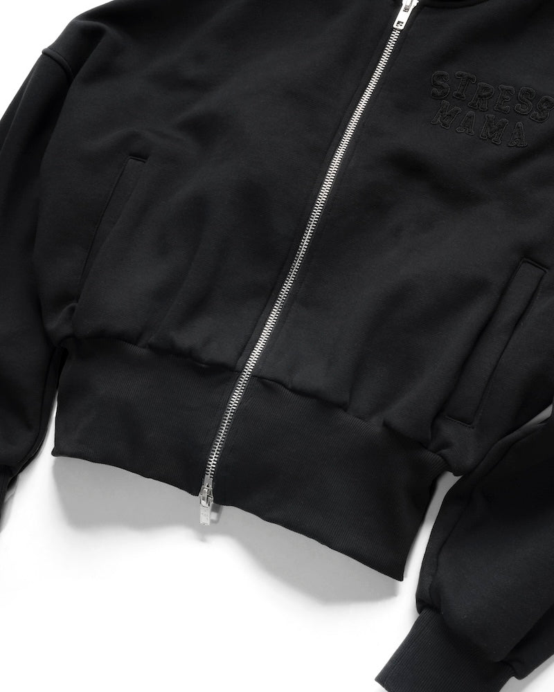 FW24 CROPPED ZIP HOODIE - BLACK