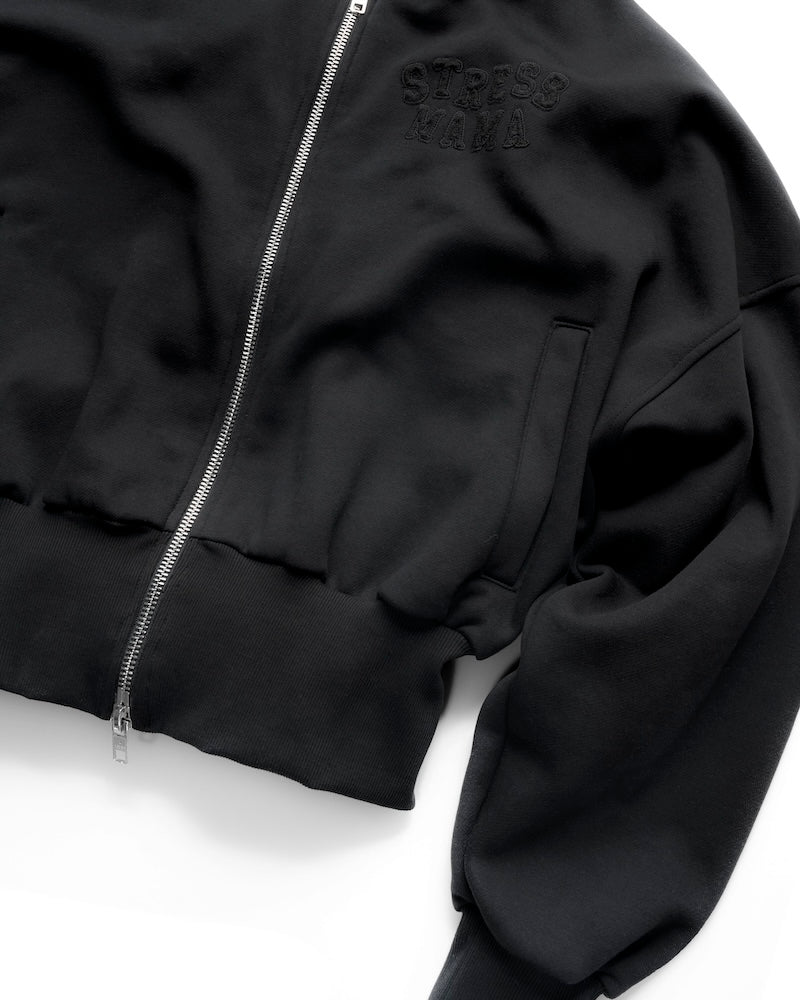 FW24 CROPPED ZIP HOODIE - BLACK