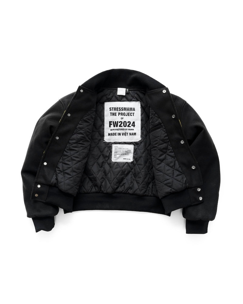 FW24 MAMA BOMBER JACKET - BLACK – STRESSMAMA FW24 MAMA BOMBER JACKET - BLACK – STRESSMAMA