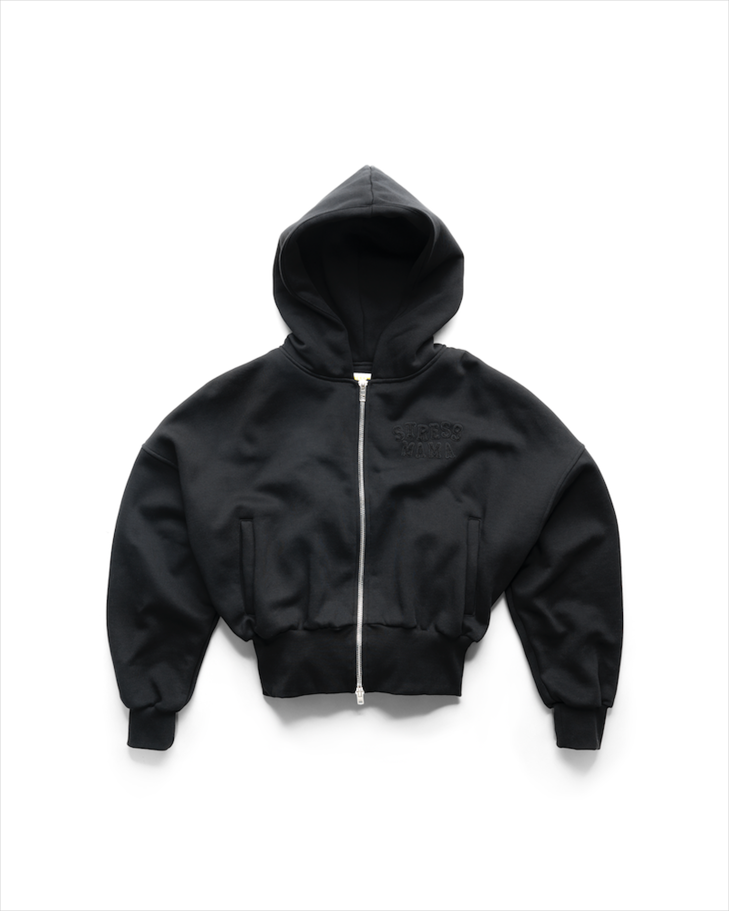 FW24 CROPPED ZIP HOODIE - BLACK