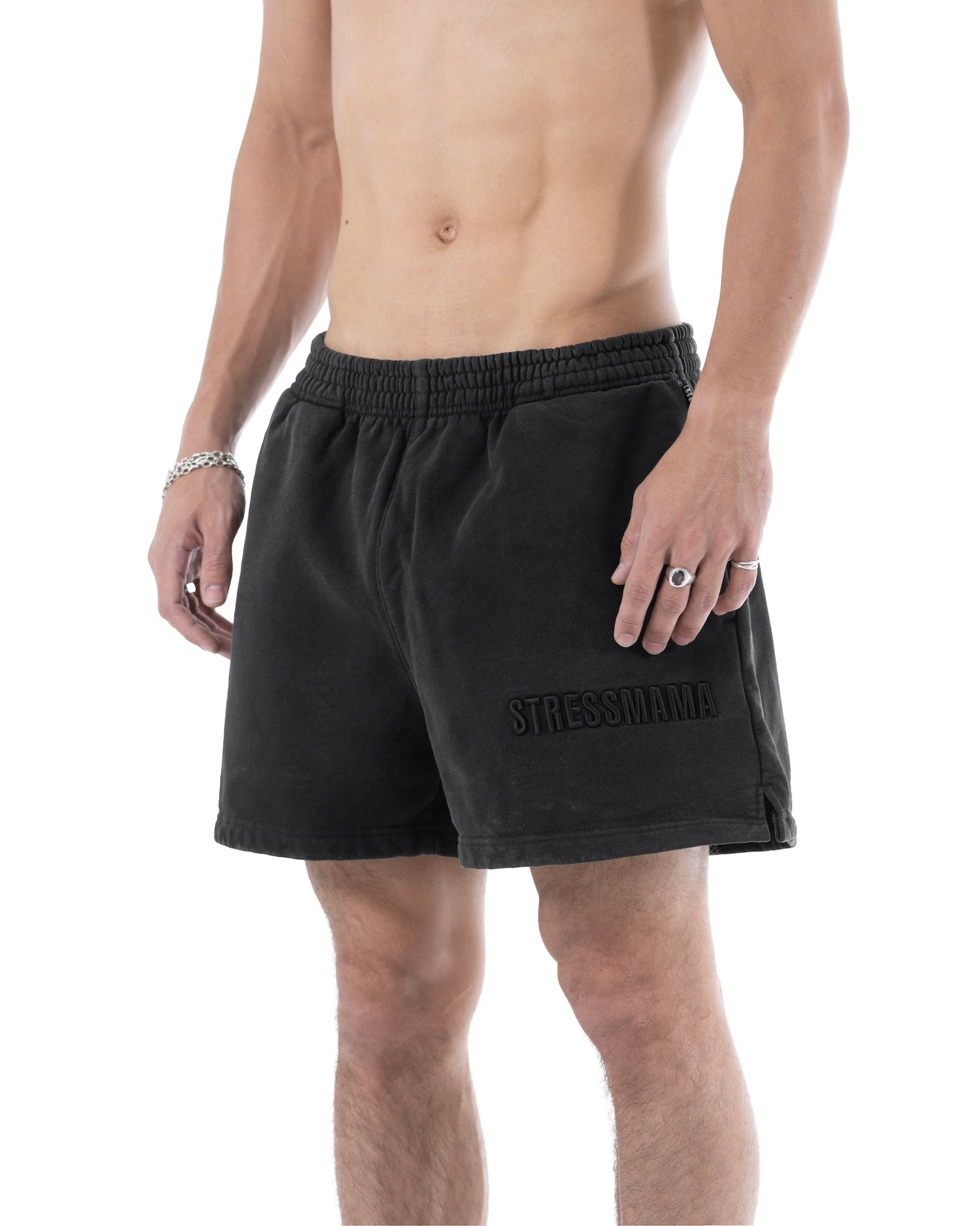 SSMA WASHED SWEAT SHORTS - BLACK