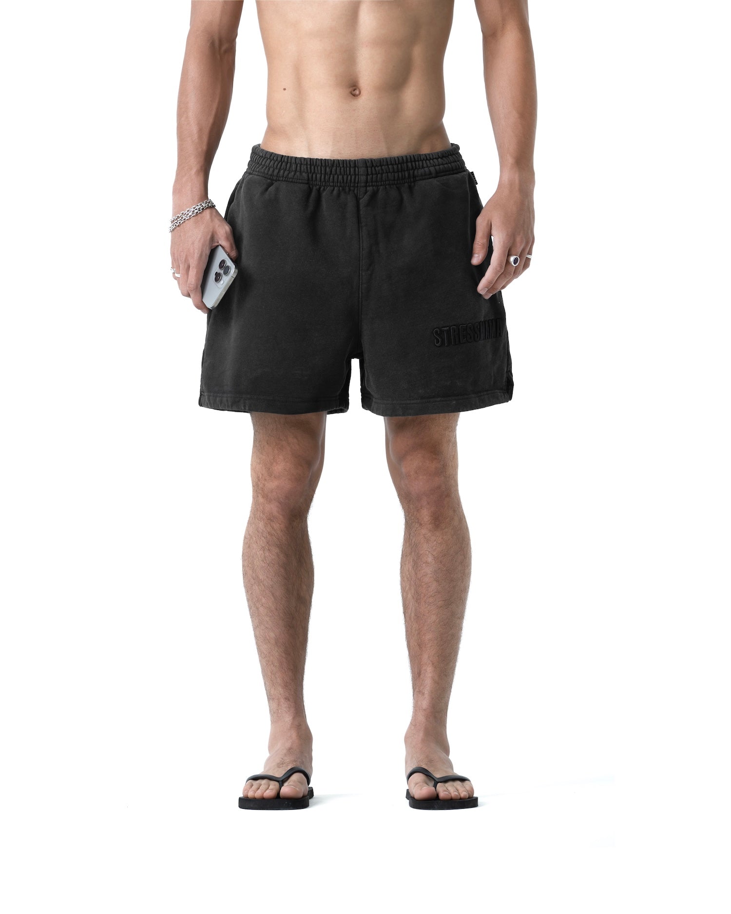 SSMA WASHED SWEAT SHORTS - BLACK