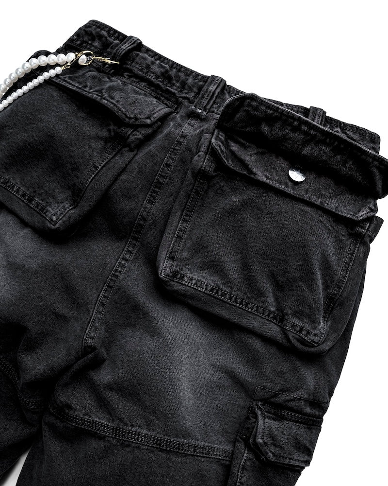 FW24 WASHED CARGO SHORTS - BLACK