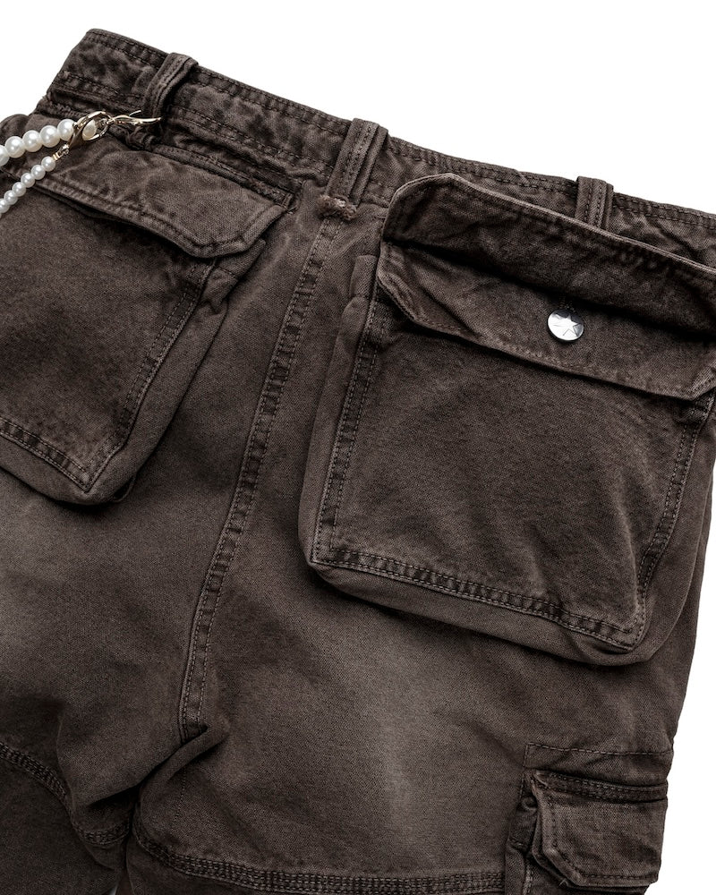 FW24 WASHED CARGO SHORTS - BROWN