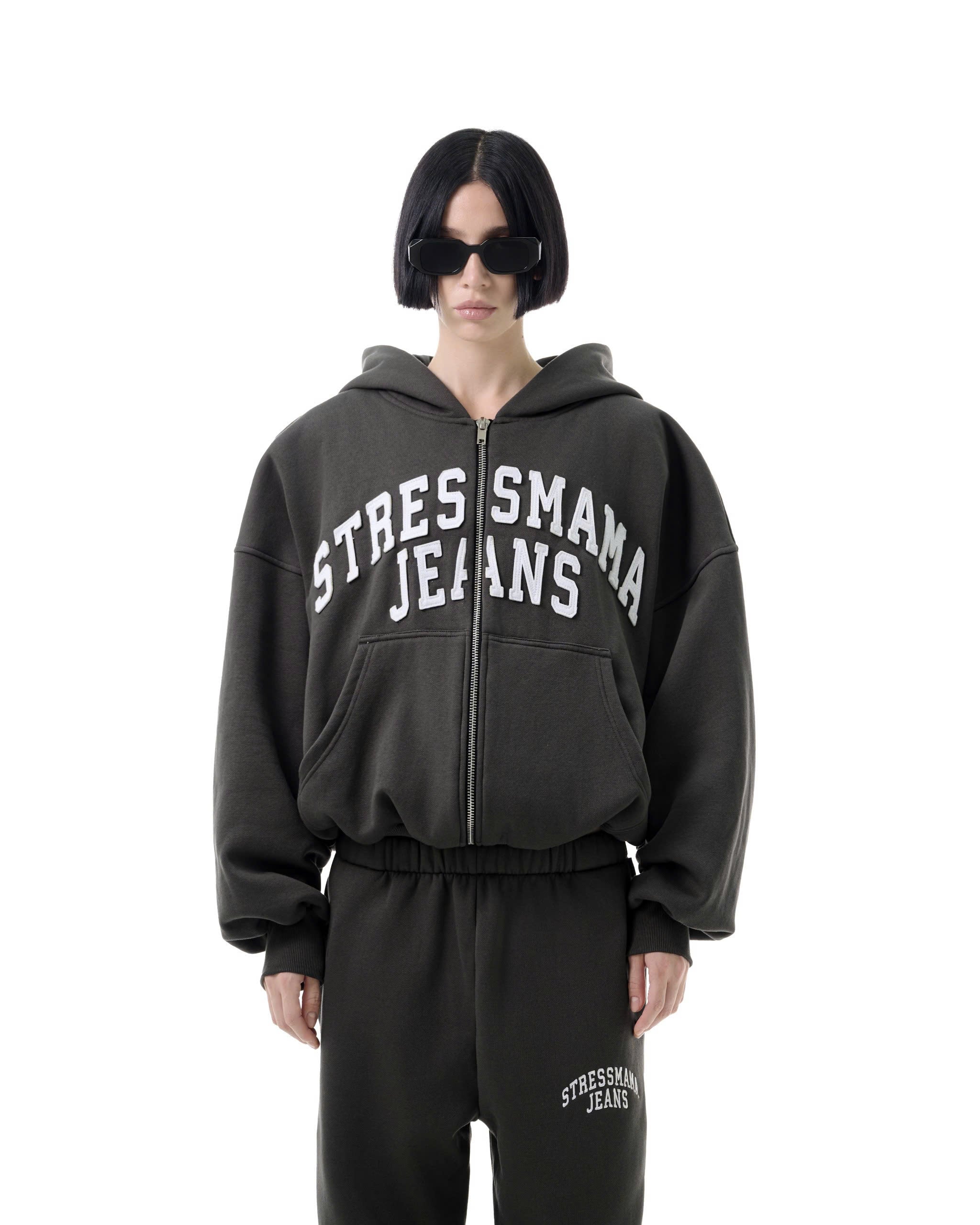 FW25 SSMA JEANS ZIP HOODIE - GRAY