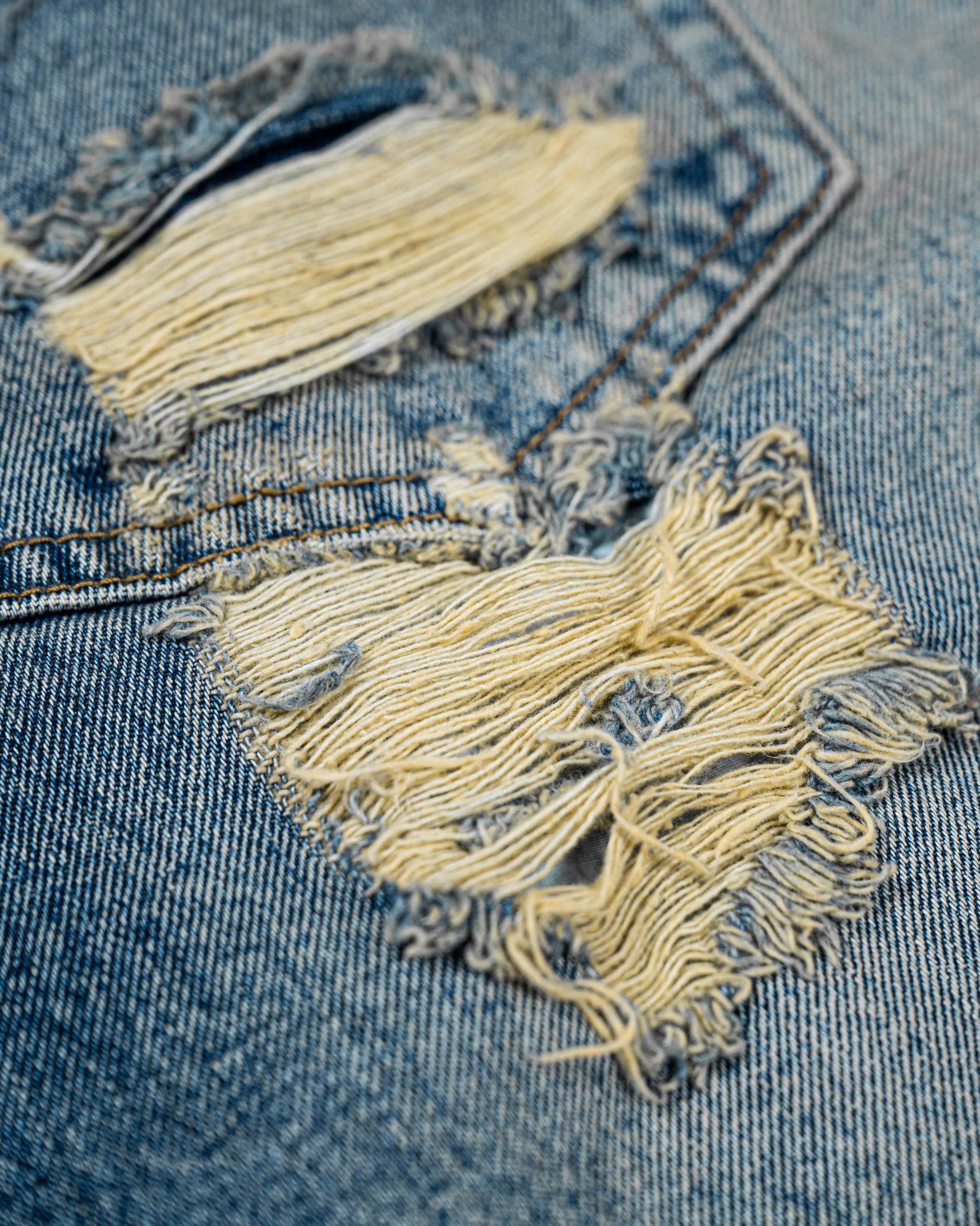 FW25 RIPPED BAGGY JEANS - BLUE