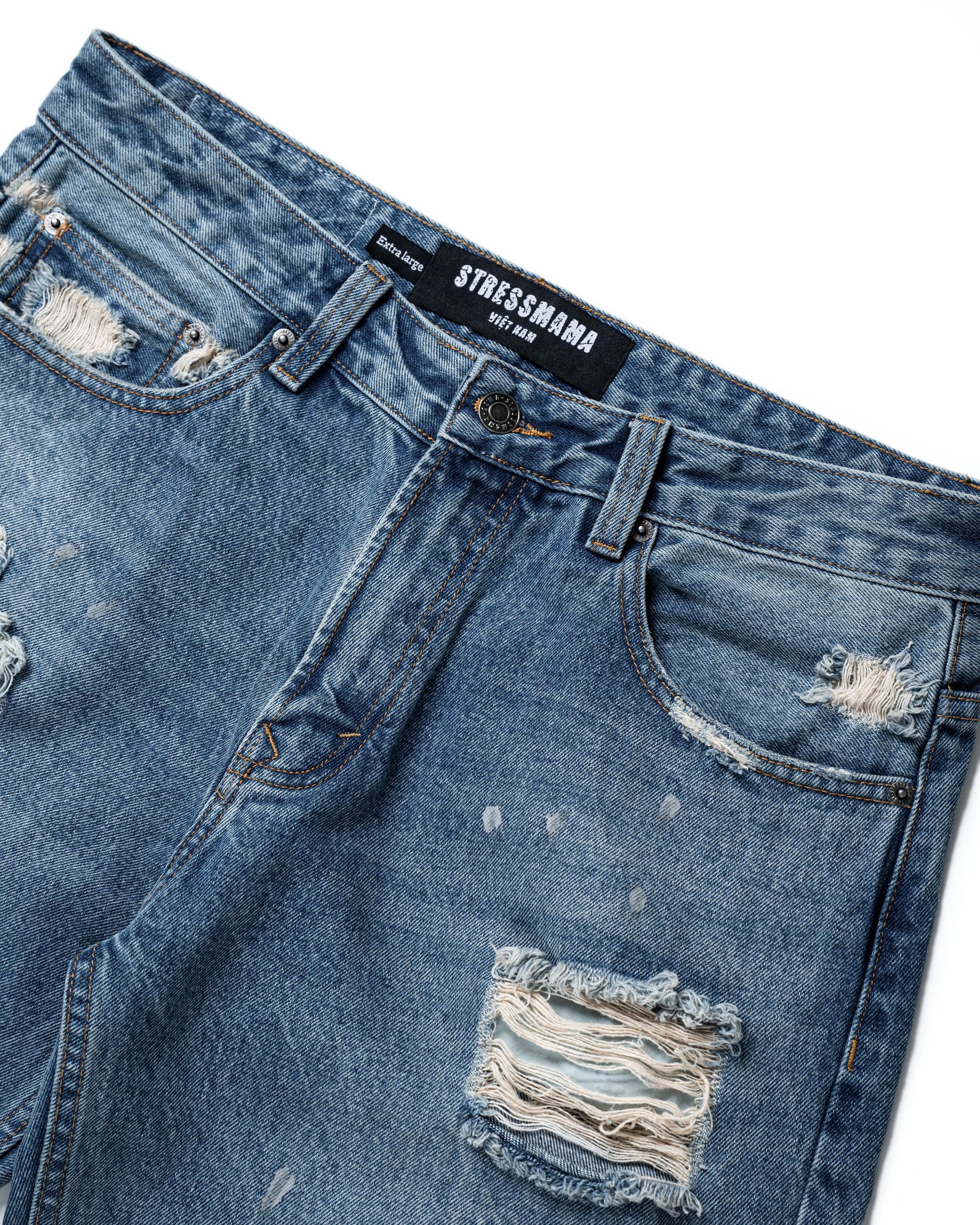 FW25 SHREDDED JEANS - BLUE